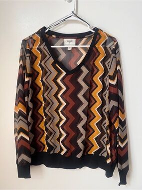 Missoni for Target Chevron Zig Zag Sheer V-Neck Blouse Top XL